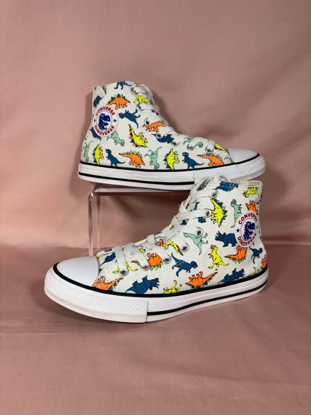 Converse/Dinoverse White Hi-Top Sneakers With Multicolor Dinosaur Print Junior 3